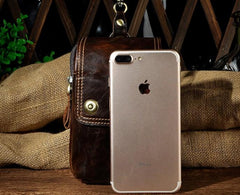Small Mens Leather Belt Pouch Holsters Belt Cases Cell Phone Waist Pouches for Men