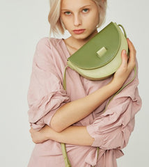 Cute Leather Red Green Womens Mini Saddle Purse Saddle Shoulder Bag for Women