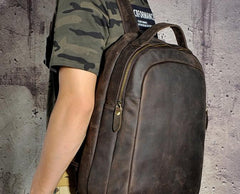 Cool Leather Mens Backpack Vintage Travel Backpack Satchel Backpack for men