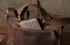 Leather Mens Cool Backpack Messenger Bag Coffee Travel Backpack Hiking Backpack for men