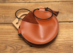 Cute LEATHER WOMEN SHOULDER Circle BAG Crossbody Round Purses FOR WOMEN