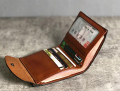 Handmade Genuine Leather Mens Cool Slim Leather Billfold Wallet Men billfold Wallets Bifold for Men