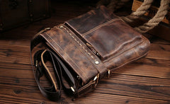 Vintage Leather Cool Small Messenger Bag Shoulder Bag For Men