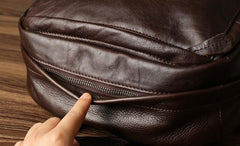 Coffee Leather Mens Cool Backpacks Large Travel Backpack Hiking Backpack for men