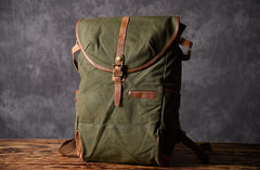 Green Canvas Mens Cool Backpack Large Travel Backpack Canvas Hiking Backpack for Men