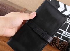 Handmade Leather Mens Cool Long Leather Wallet Clutch Wristlet Wallet for Men