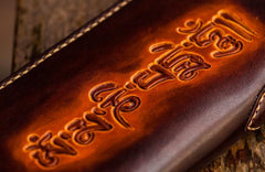 Handmade Leather Mens Tooled Eagle Chain Biker Wallet Cool Leather Wallets Long Wallets for Men