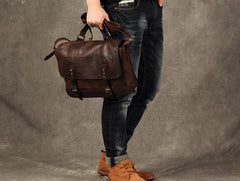 Genuine Leather Vintage Mens Cool Messenger Bag Shoulder Bag for men