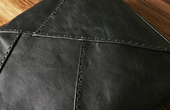 Black Leather Mens Cool Messenger Bag Small Shoulder Bag for men