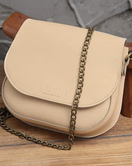 Cute Brown LEATHER Flip Chain Side Bag Handmade WOMEN Saddle Phone Crossbody BAG Purse FOR WOMEN