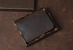 Cool Coffee Leather Mens Small Wallets Bifold Vintage Slim billfold Wallet for Men