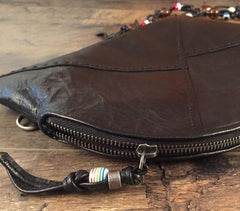 Genuine Leather Braided Mens Clutch Cool Slim Shoulder Bag Zipper Clutch Wristlet Wallet for Men