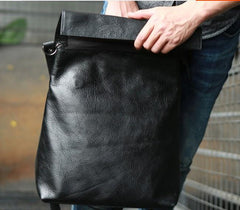Cool Black Mens Leather Backpack Travel Backpacks Laptop Backpack for men