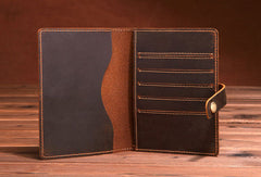 Handmade Genuine Leather Clutch Passport Wallet Bifold Long Wallet Purse Bag For Mens