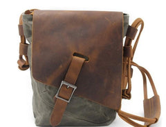 Cool Mens Waxed Canvas Leather Small Courier Bags Canvas Side Bags Messenger Bag for Men