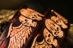 Handmade Cool Brown Leather Tooled Skull Mens Belt Leather Men Belt for Men