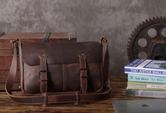 Handmade leather men Briefcase messenger vintage shoulder laptop bag vintage bag - EverHandmade