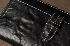 Leather Mens Cool Long Leather Wallet Phone Zipper Clutch Wristlet Wallets for Men