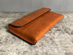 Handmade Leather Mens Cool Wallet Long Leather Wallet Clutch Wristlet Wallet for Men