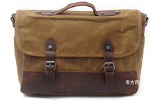 Mens Waxed Canvas Leather Messenger Bag Camera Side Bag Courier Bag for Men