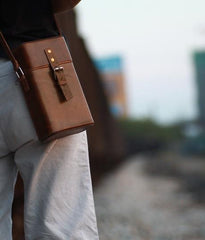 Handmade Leather Mens Small Box Bag Shoulder Bag Messenger Bag for Men