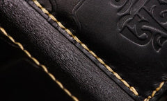 Handmade Leather Chinese Lion Tooled Mens Small Wallet Cool Leather Wallet billfold Wallet for Men