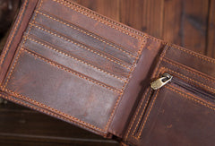 Handmade Genuine Leather Slim Wallet Bifold billfold Wallet Purse Bag For Mens