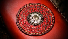 Handmade Leather Mens Tibetan Chain Biker Wallet Cool Leather Wallets Long Clutch Wallets for Men