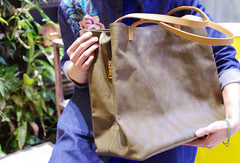 Handmade Genuine Leather Handbag Large Tote Bag Shopper Bag Shoulder Bag Purse For Women