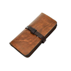 [On Sale] Handmade Vintage Mens Leather Long Wallet Cool Long Wallets for Men