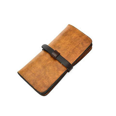 [On Sale] Handmade Vintage Mens Leather Long Wallet Cool Long Wallet for Men