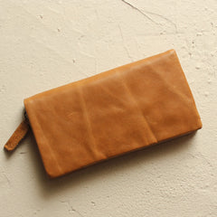Vintage LEATHER Womens Long Clutch Wallet Zipper Long Wallet FOR Women