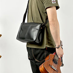 Handmade Dark Coffee Leather Mens 10 inches Courier Bag Brown Messenger Bags Dark Brown Postman Bags For Men