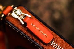 Handmade Leather Small Tibetan Tooled Mens billfold Wallets Cool Chain Wallet Biker Wallet for Men