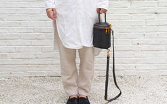 Cute LEATHER WOMEN Barrel Bag Small Bucket Purse Handbag SHOULDER Purses FOR WOMEN