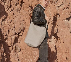 Mens Canvas Gray Cool Bucket Courier bag Messenger Bag Canvas Side Bag for Men