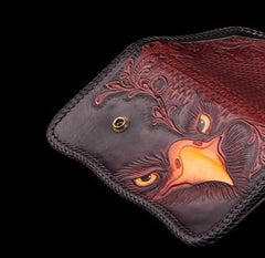 Handmade Leather Eagle Tooled Mens Chain Biker Wallet Cool Leather Wallet With Chain Wallets for Men