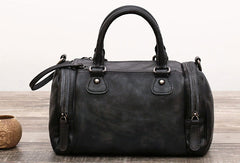 Genuine Handmade Boston Bag Vintage Leather Handbag Shoulder Bag Women Leather Purse - EverHandmade