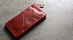 Vintage LEATHER Womens Long Clutch Wallet Zipper Long Wallet FOR Women