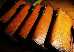 Handmade Leather Mens Tibetan Chain Biker Wallets Cool Leather Wallet Long Clutch Wallets for Men