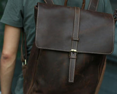 Leather Coffee Mens Backpack Cool Travel Backpacks Laptop Backpack for men