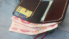 Coffee Vintage Leather Mens Small Wallet Leather billfold Bifold Wallets for Men