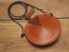Cute LEATHER WOMEN SHOULDER Circle BAG Crossbody Round Purses FOR WOMEN