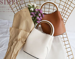 Cute Leather Womens Mini Bucket Handbag Crossbody Purse Barrel Shoulder Bag for Women