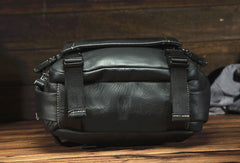 Genuine Leather Mens Cool Backpack Large Black Travel Bag Hiking Bag For Men