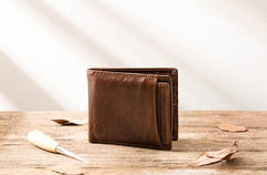 Cool Leather Mens Small Wallets Bifold Vintage billfold Wallets for Men