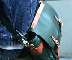 Green Leather Mens Briefcase Messenger Bag Handbag Shoulder Bag for men