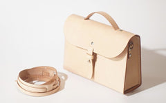 Handmade Leather Beige Womens Handbag Fashion Shoulder Bag for Women