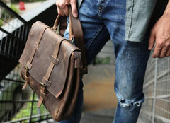 Vintage Leather Mens Briefcase Messenger Bag Handbag Shoulder Bag for men