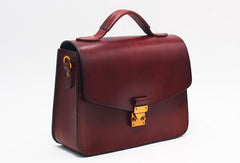 Handmade Leather Handbag Round Purse Crossbody Shoulder Bag for Girl Women Lady - EverHandmade